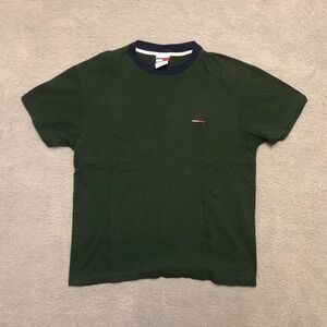 Vintage Tommy Hilfiger Tommy Jeans T-Shirt Forest Green Navy Ringer USA M‎